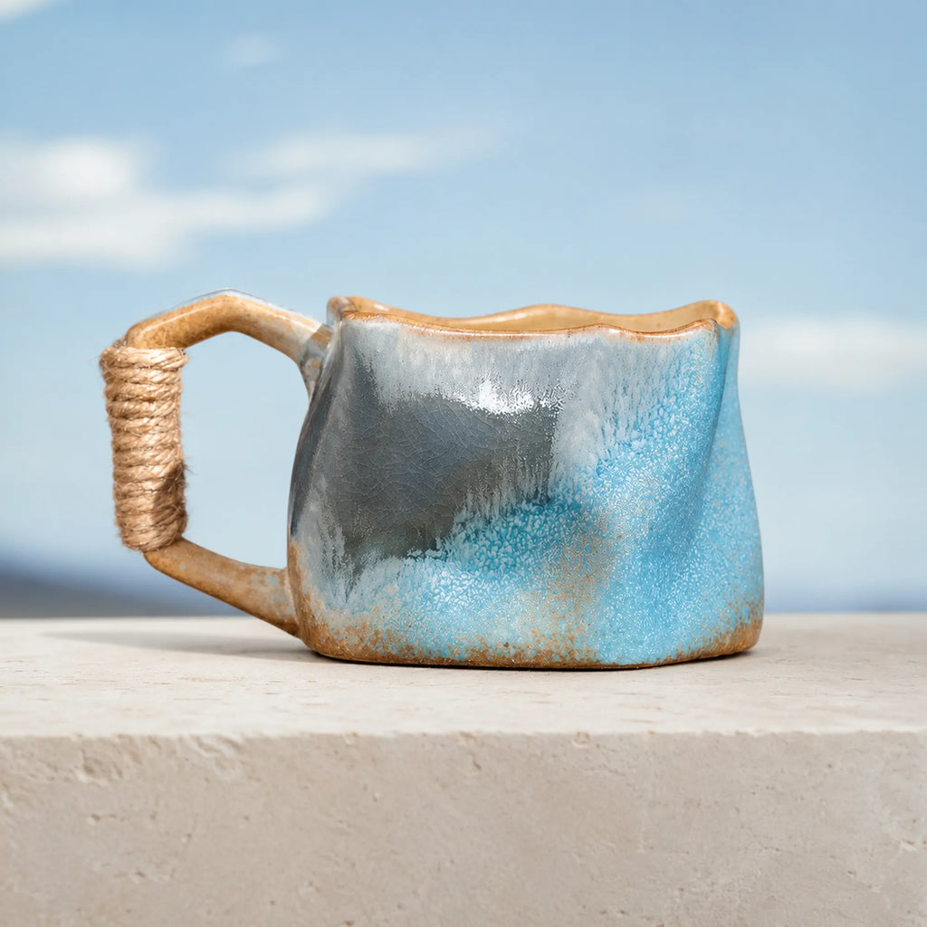 Soft sky blue ceramic coffee mug with smooth reactive glaze
