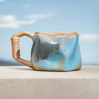 Soft sky blue ceramic coffee mug with smooth reactive glaze