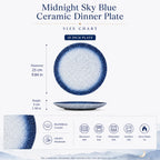Dimensions of midnight sky blue ceramic dinner plate