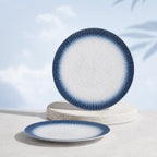 Midnight sky blue ceramic dinner plate with layered glaze finish