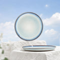 Airy sky blue ceramic dinner plate with soft glazed texture