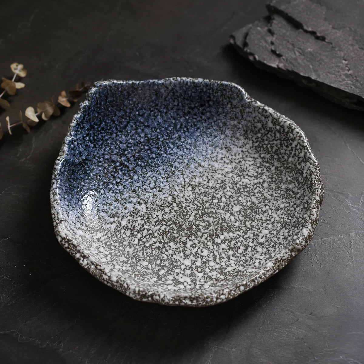 Smoky Cobalt Ceramic Serving Plate by Ertha Home