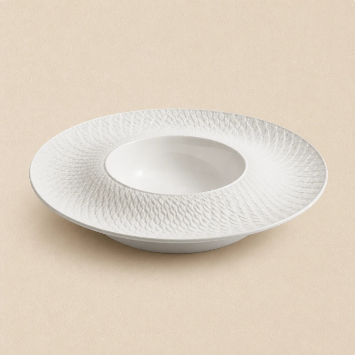 Pure Snow White Ceramic Pasta Plate | Snow Drift by Ertha Home