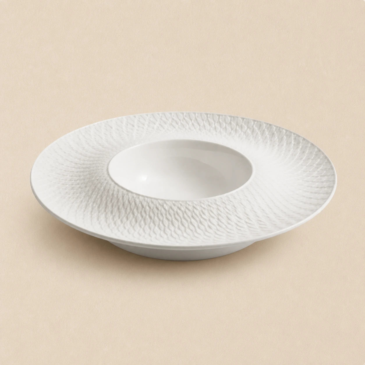 Pure Snow White Ceramic Pasta Plate | Snow Drift by Ertha Home