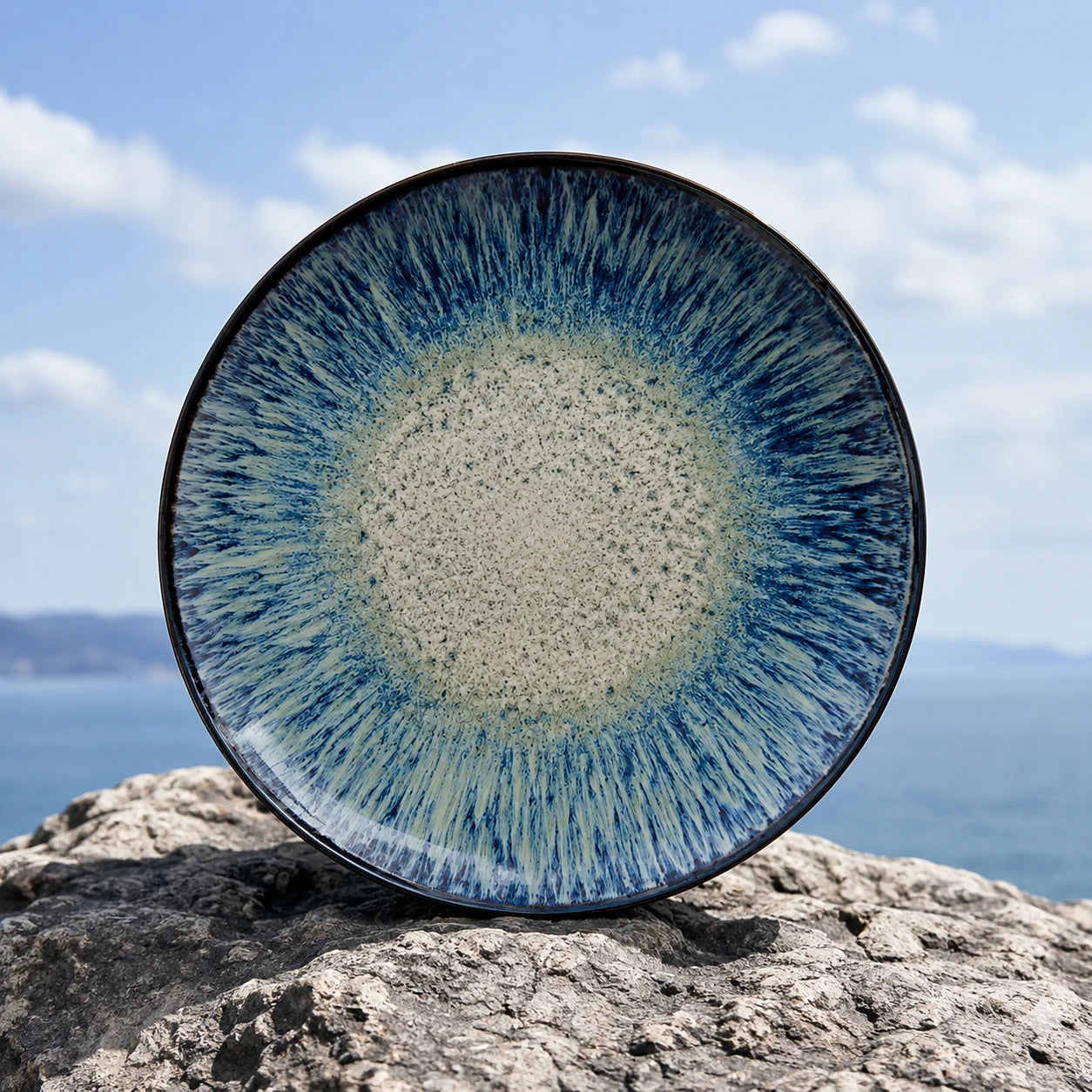 Starry Night Blue Ceramic Dinner Plate by Ertha Home