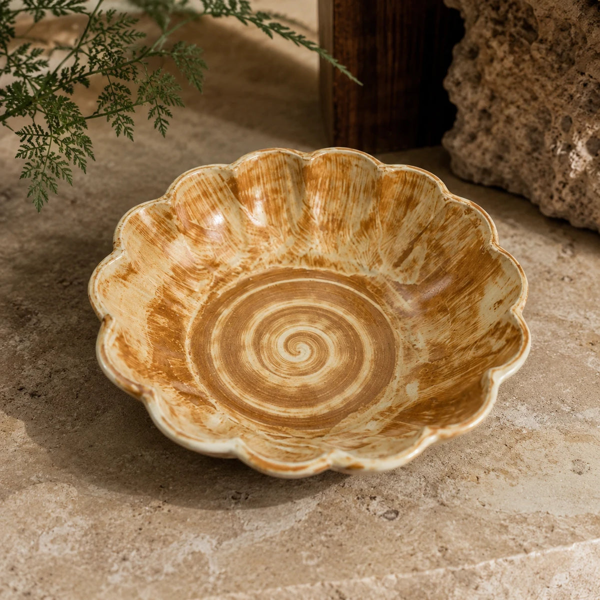 Tea Island Ochre Ceramic Salad Bowl by Ertha Home