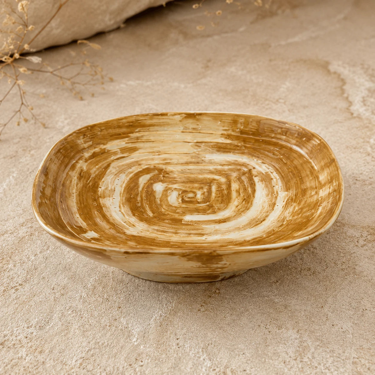 Tea Island Ochre Ceramic Salad Bowl by Ertha Home
