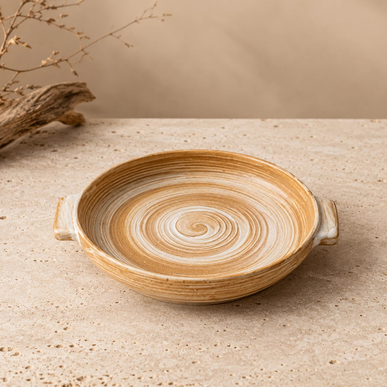 Tea Island Ochre Ceramic Serving Plate by Ertha Home