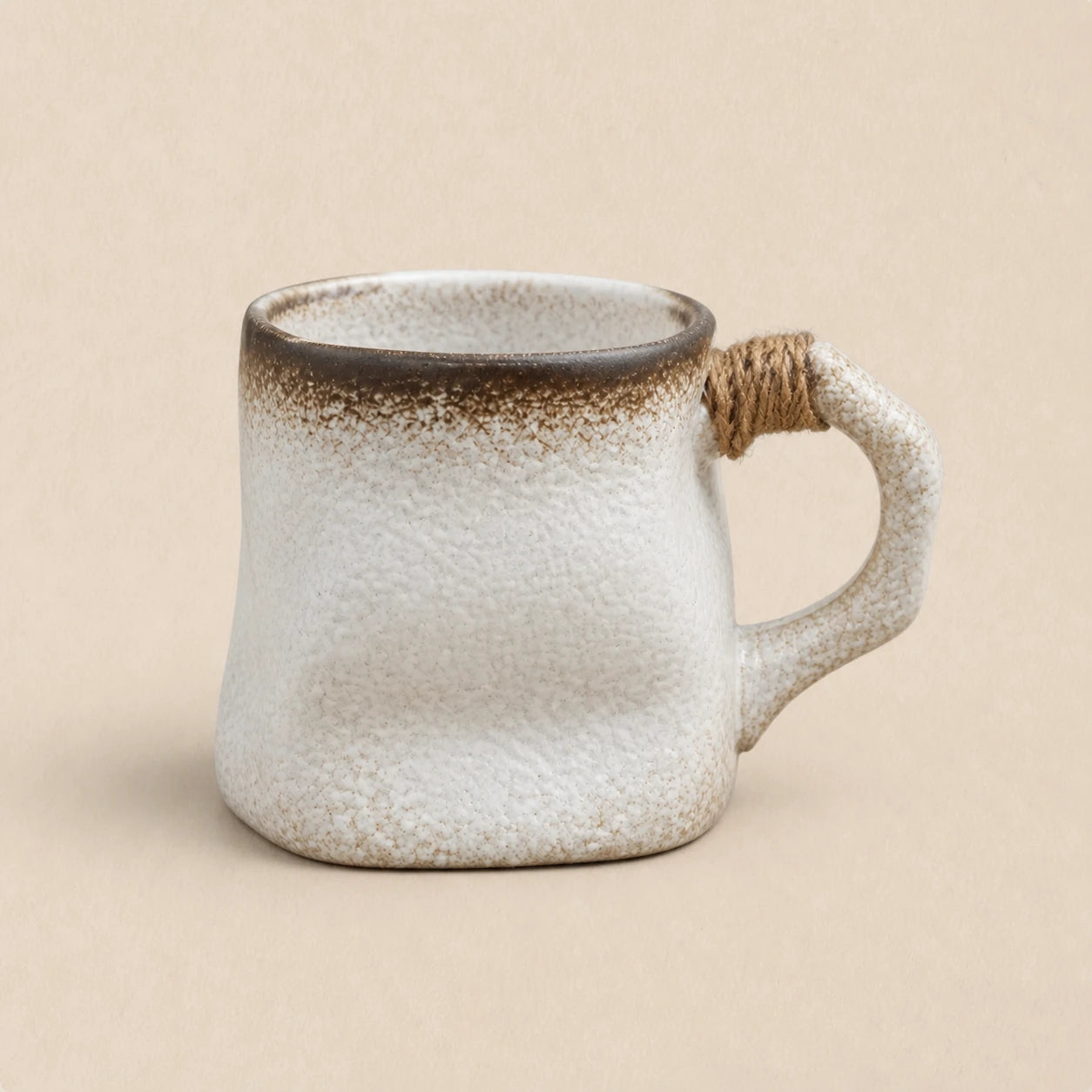 White Frost Rope Ceramic Coffee Mug by Ertha Home
